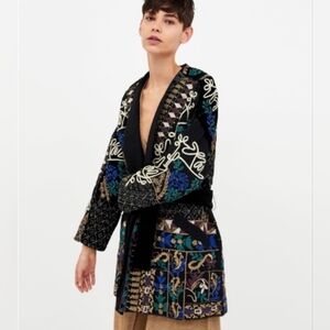 Zara Embroidered Kimono/Coat Party Dress Coat